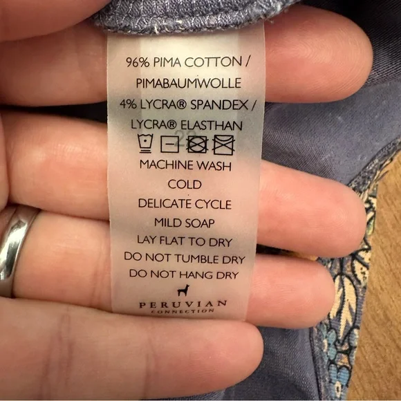 Peruvian Connection Floral Top Medium Long Sleeve Orange Boho Artsy Pima Cotton - Picture 6 of 7